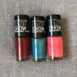 Maybelline Color Show Nail Lacquer Trio - Burgundy, Teal, Coral